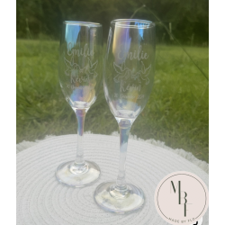 Gravure sur verre à champagne