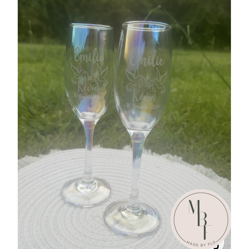 Gravure sur verre à champagne